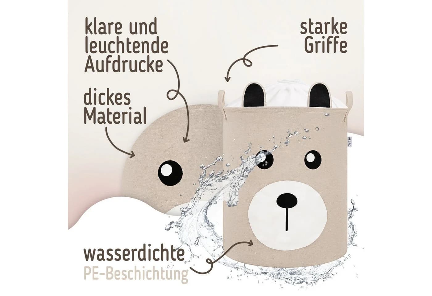 Sipo Wäschekorb Spielzeugkorb 43L Stoffkorb stabil mit Kordelzug - Bild 3