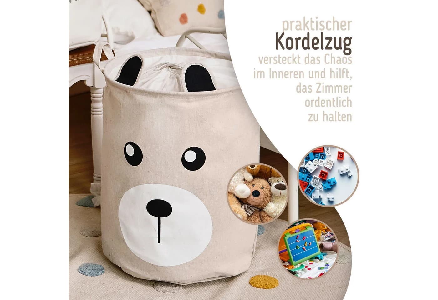 Sipo Wäschekorb Spielzeugkorb 43L Stoffkorb stabil mit Kordelzug - Bild 5