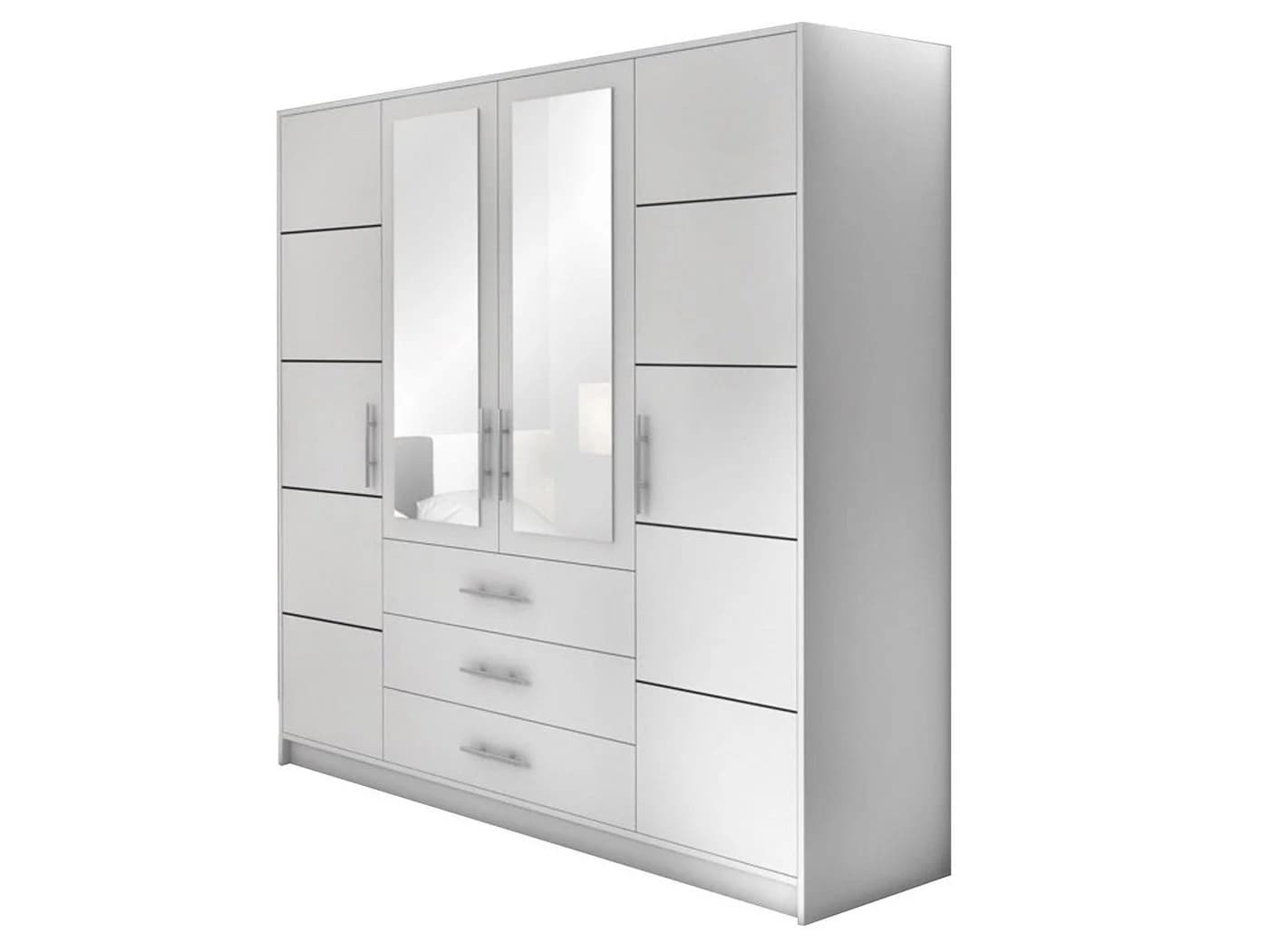 Beautysofa Kleiderschrank BALI D4 mit 4 Türen und Spiegel Weiß - Bild 2