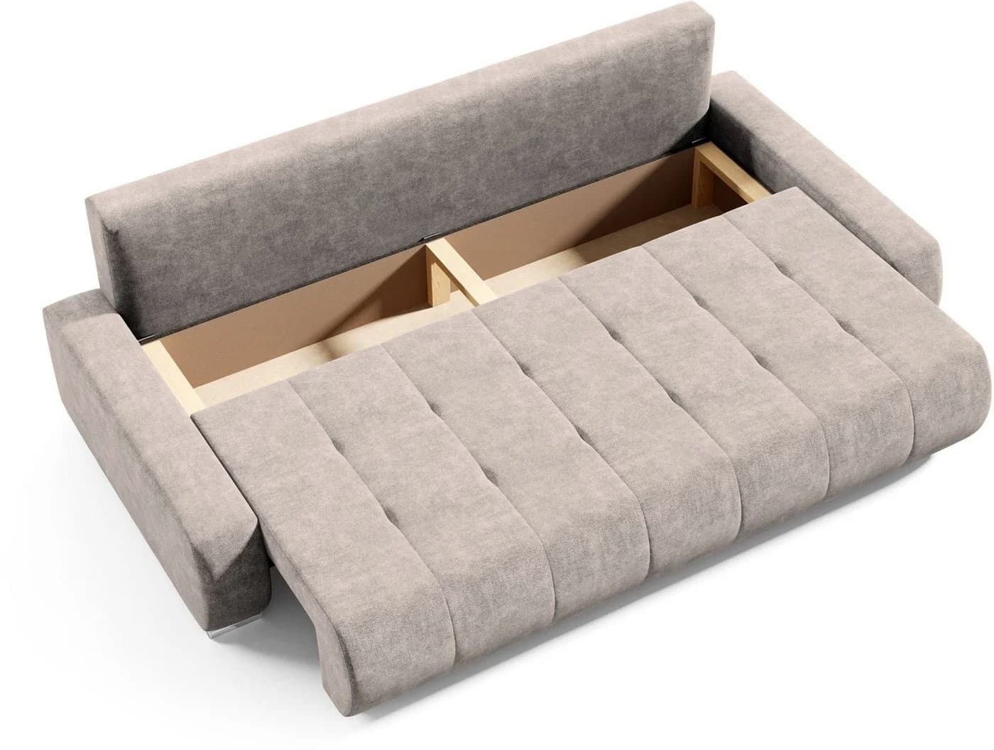 Beautysofa Schlafsofa DRACO 3-Sitzer mit Schlaffunktion und Bettkasten Beige - Bild 3