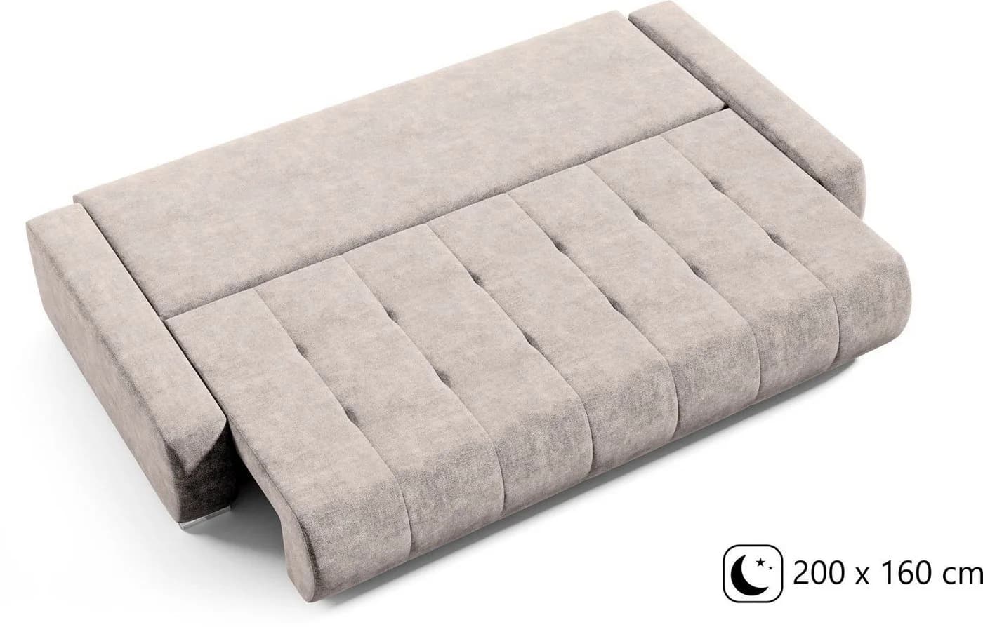 Beautysofa Schlafsofa DRACO 3-Sitzer mit Schlaffunktion und Bettkasten Beige - Bild 5