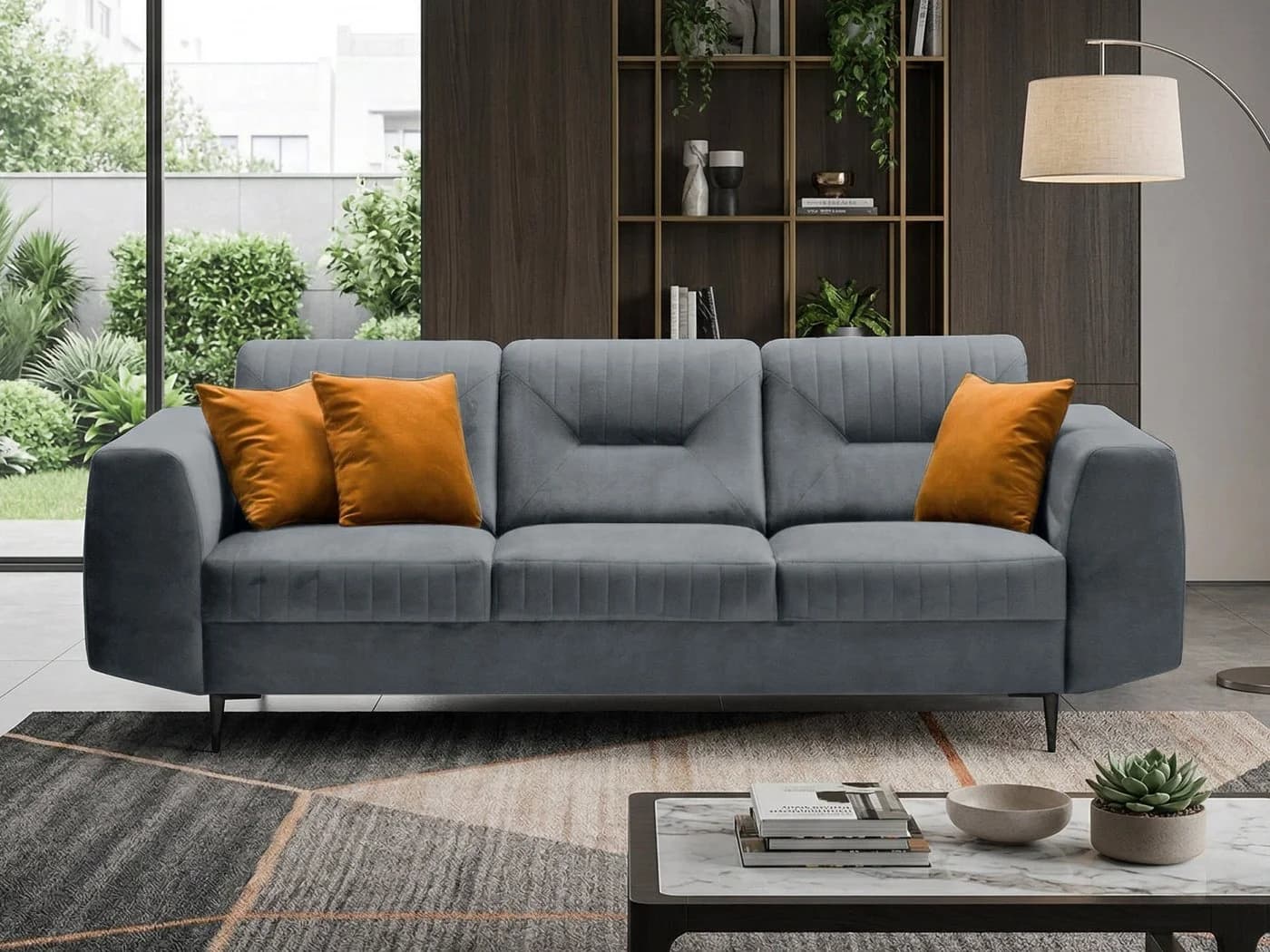 Beautysofa 3-Sitzer VENEZIA Polstersofa Grau Samt - Bild 2