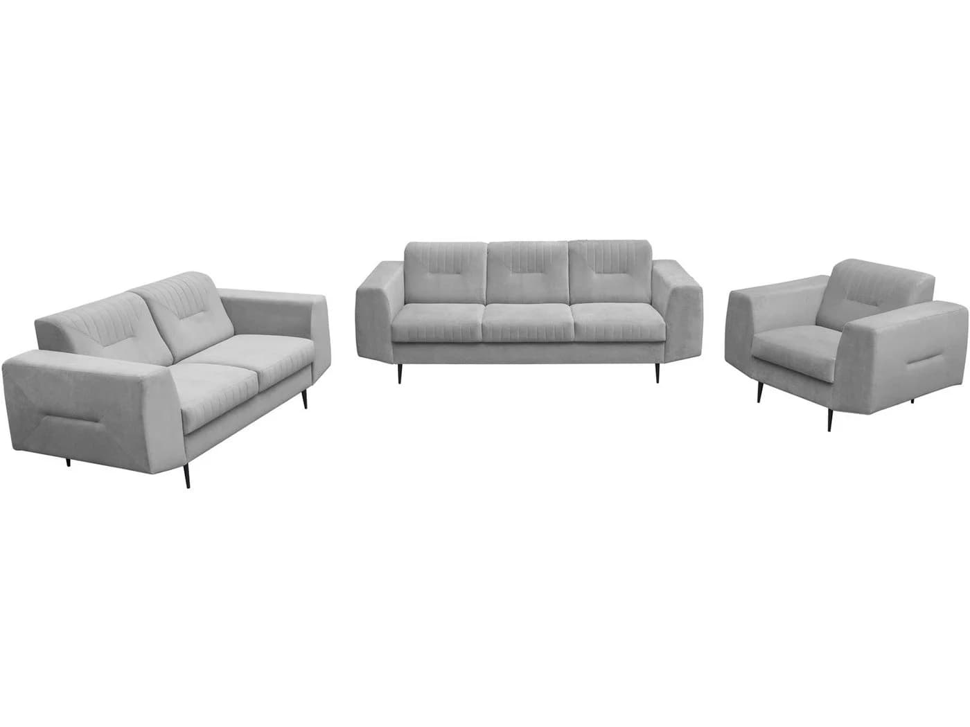 Beautysofa Polstergarnitur VENEZIA Modern Grau Velours