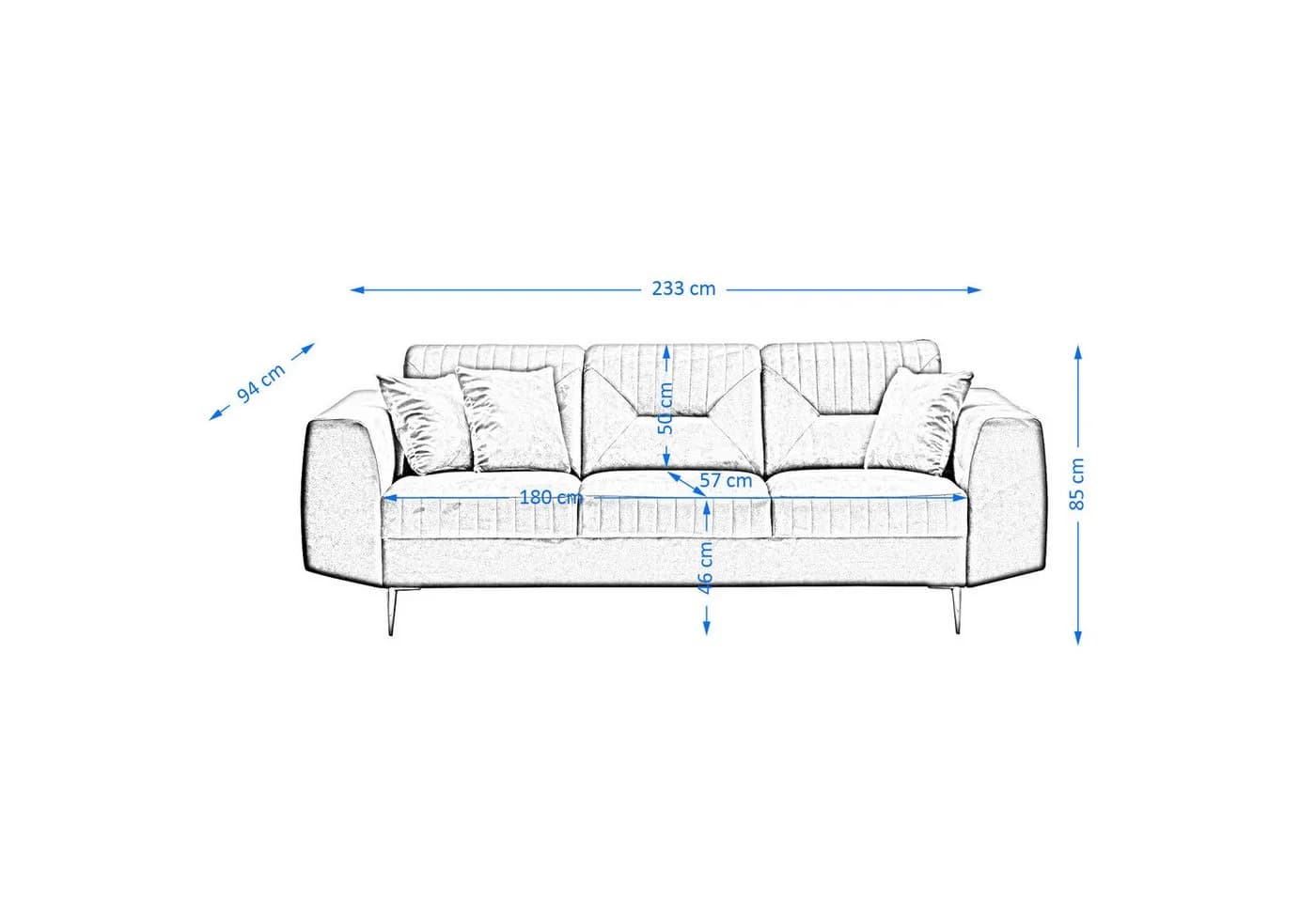 Beautysofa Polstergarnitur VENEZIA Modern Grau Velours - Bild 5