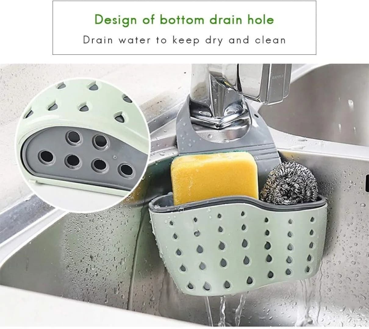 LA CUTE Schwammhalter Grau mit Abtropflöchern - Hygienisch & Platzsparend - Bild 5