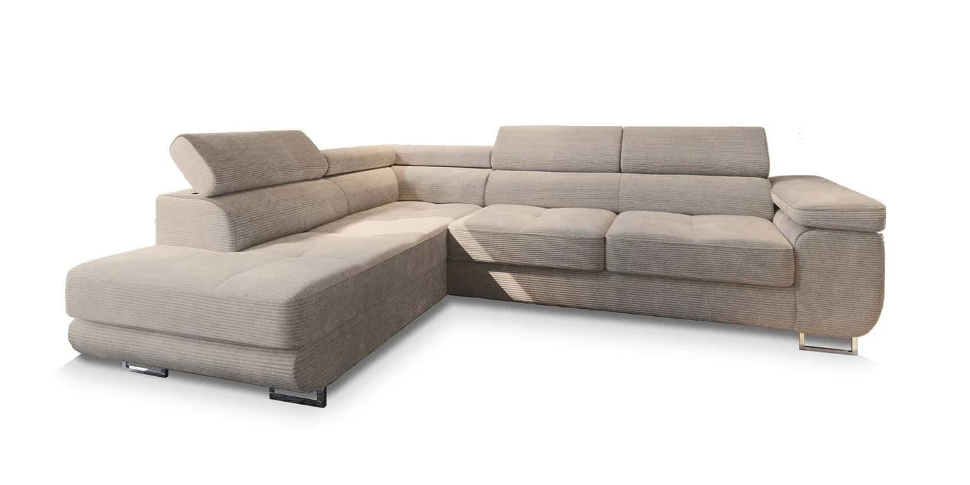 Masseno Ecksofa APIRO L-Form mit Schlaffunktion und Bettkasten Beige