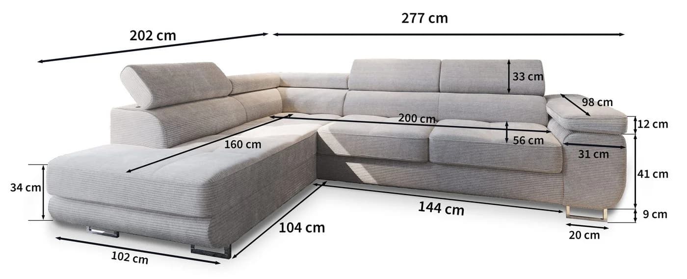 Masseno Ecksofa APIRO L-Form mit Schlaffunktion und Bettkasten Beige - Bild 5