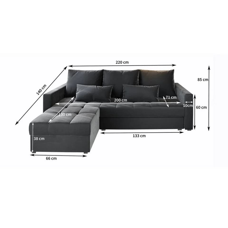 Masseno Ecksofa KOS PIK L-Form mit Schlaffunktion und Bettkasten - Bild 3