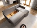 Masseno Ecksofa PERUSI mit Schlaffunktion und Bettkasten L-Form Grün Bild 3