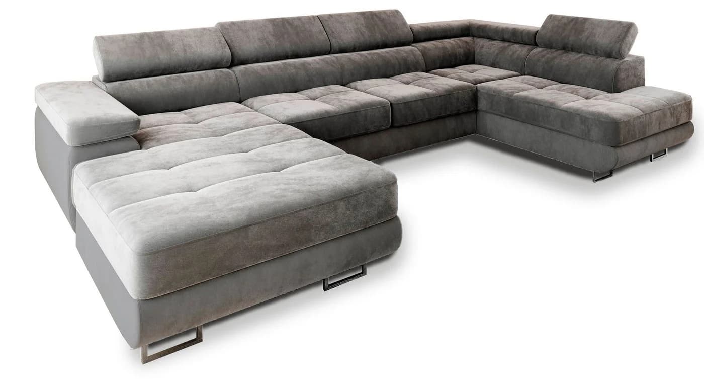 Masseno Ecksofa CASONE U-Form mit Schlaffunktion und Bettkasten