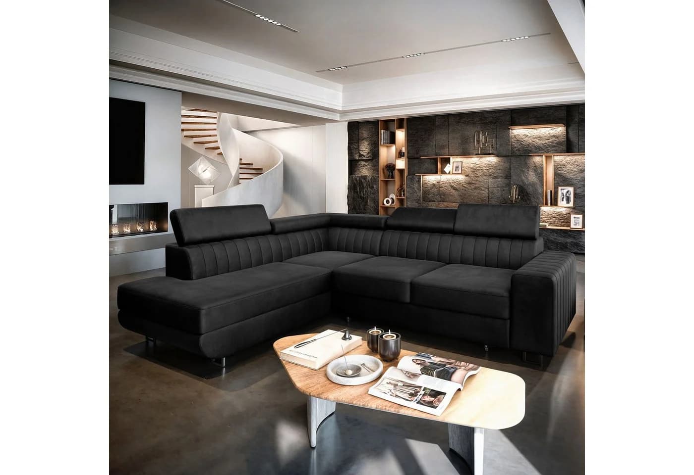 Masseno Ecksofa NOLA L-Form mit Schlaffunktion und Bettkasten - Bild 2