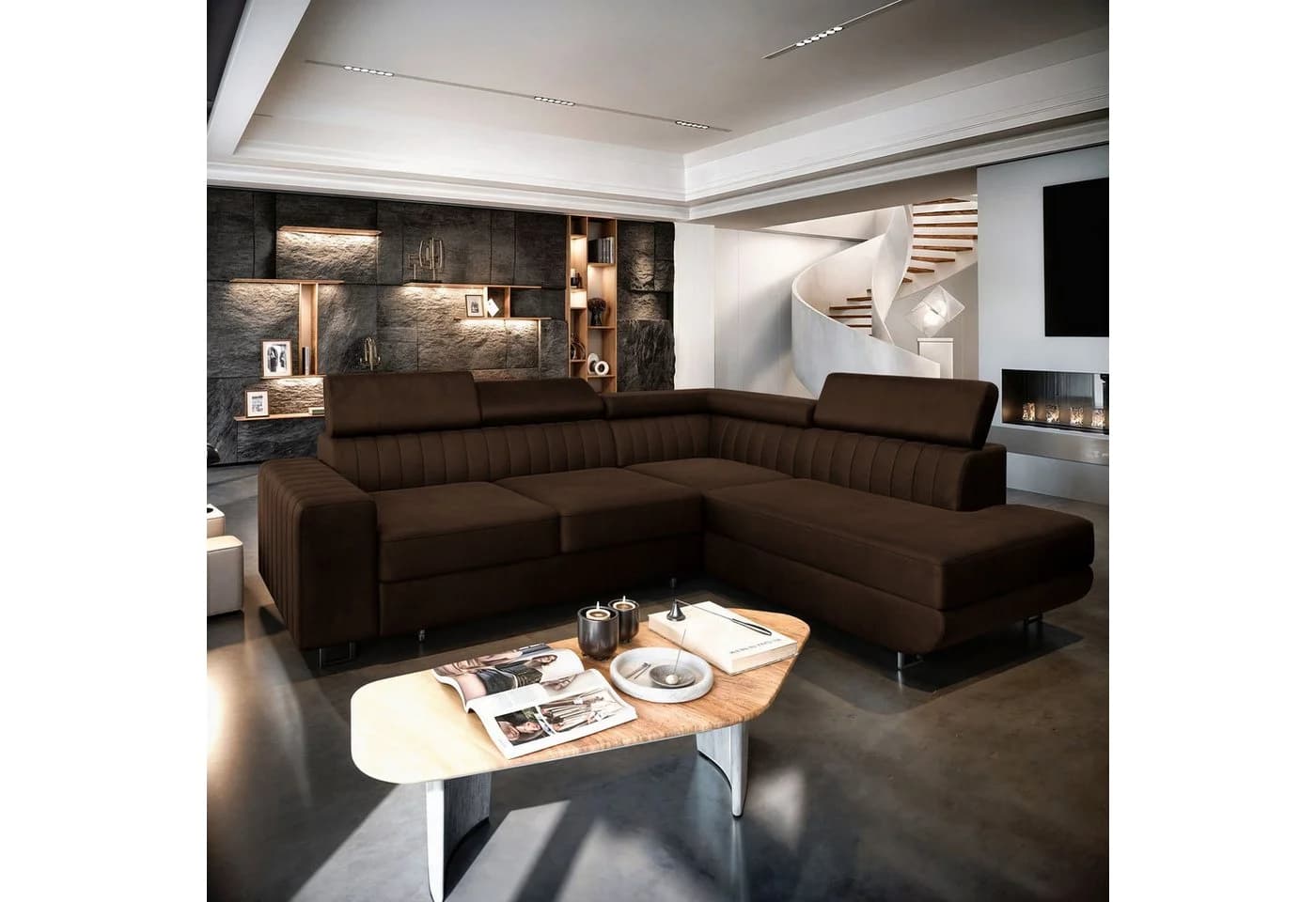 Masseno Ecksofa NOLA L-Form mit Schlaffunktion und Bettkasten - Bild 2