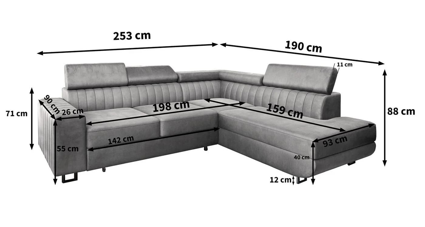 Masseno Ecksofa NOLA L-Form mit Schlaffunktion und Bettkasten - Bild 3