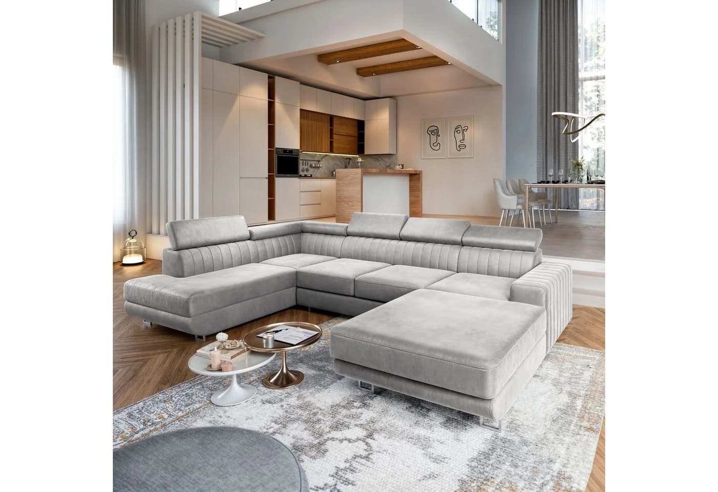 Masseno Ecksofa SIENA U-Form Schlaffunktion Bettkasten - Bild 2