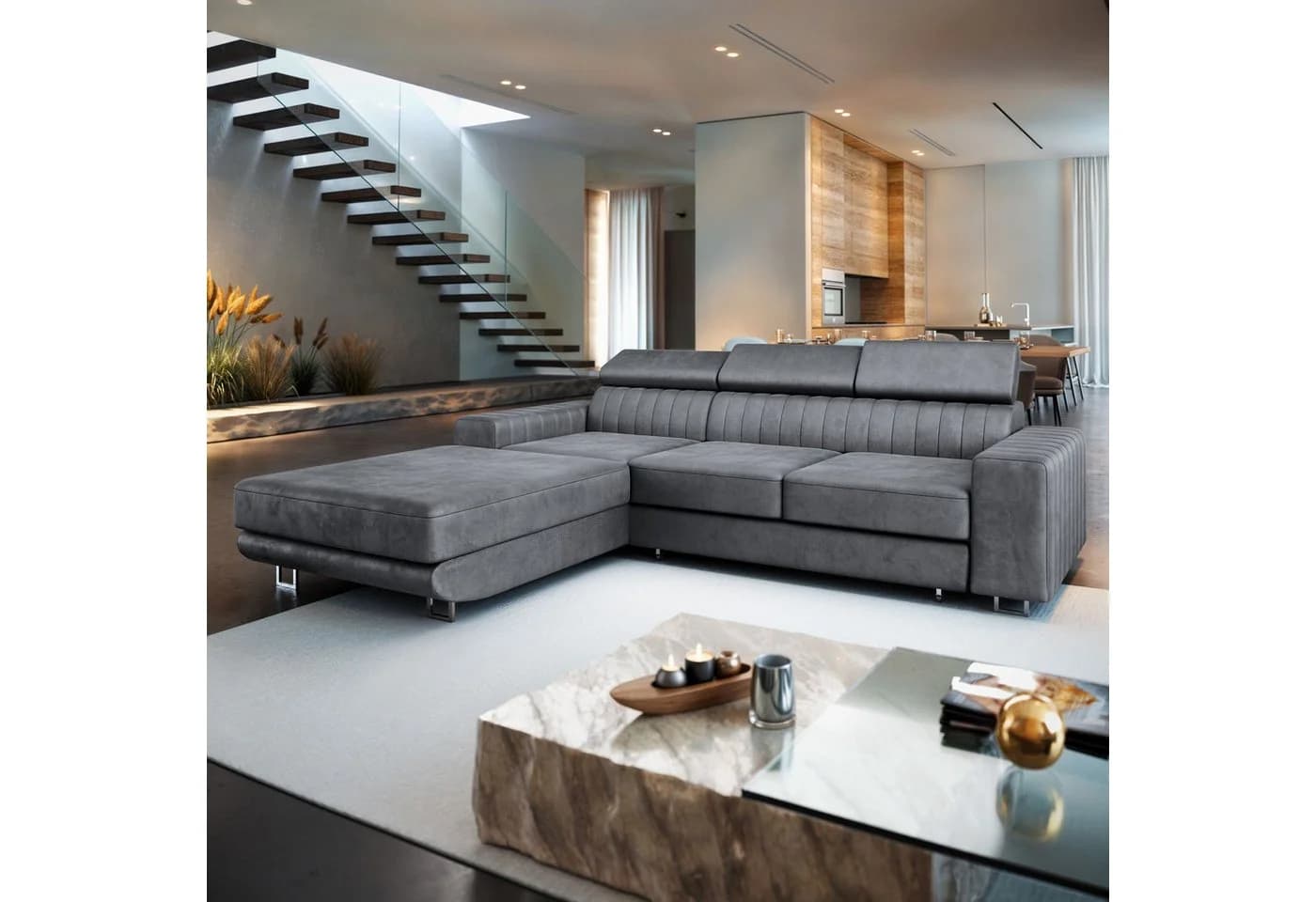 Masseno Ecksofa NOTO L-Form mit Schlaffunktion und Bettkasten - Bild 2