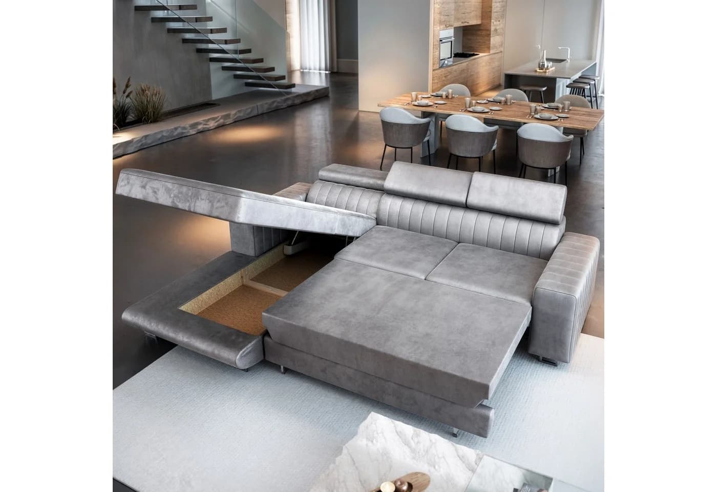 Masseno Ecksofa NOTO L-Form mit Schlaffunktion und Bettkasten - Bild 3