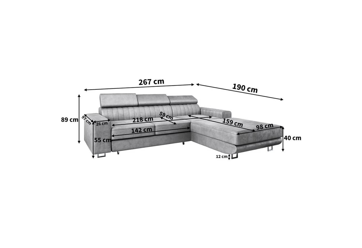 Masseno Ecksofa NOTO L-Form mit Schlaffunktion und Bettkasten - Bild 5