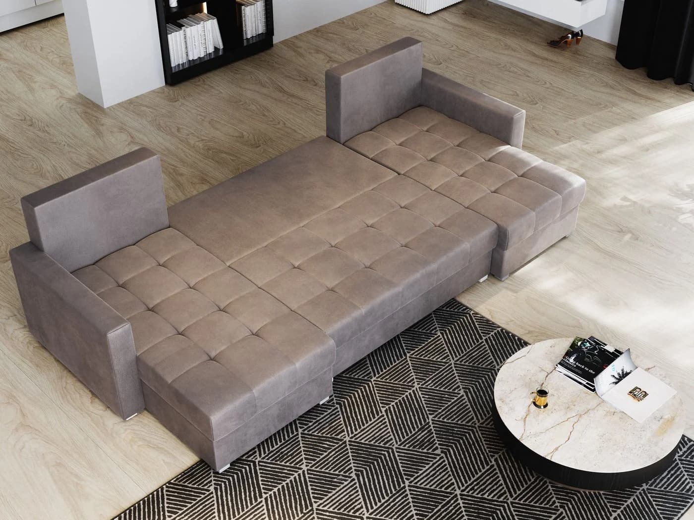Masseno Ecksofa NAKO U-Form mit Schlaffunktion und Bettkasten Schwarz - Bild 4