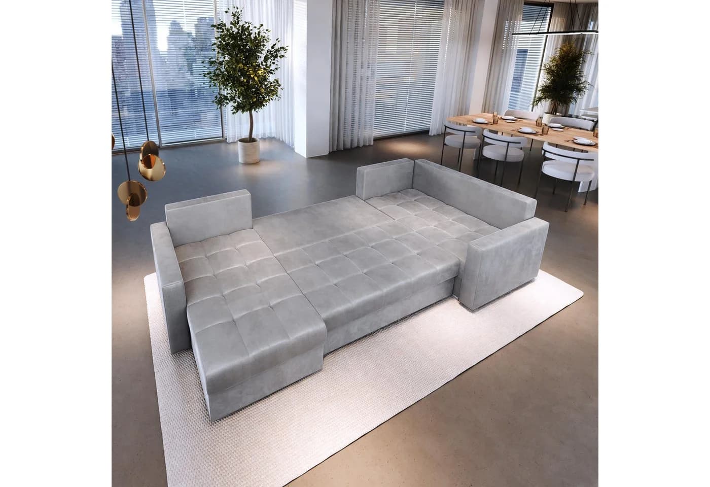 Masseno Ecksofa LORIVO U-Form mit Schlaffunktion und Bettkasten Blau - Bild 3