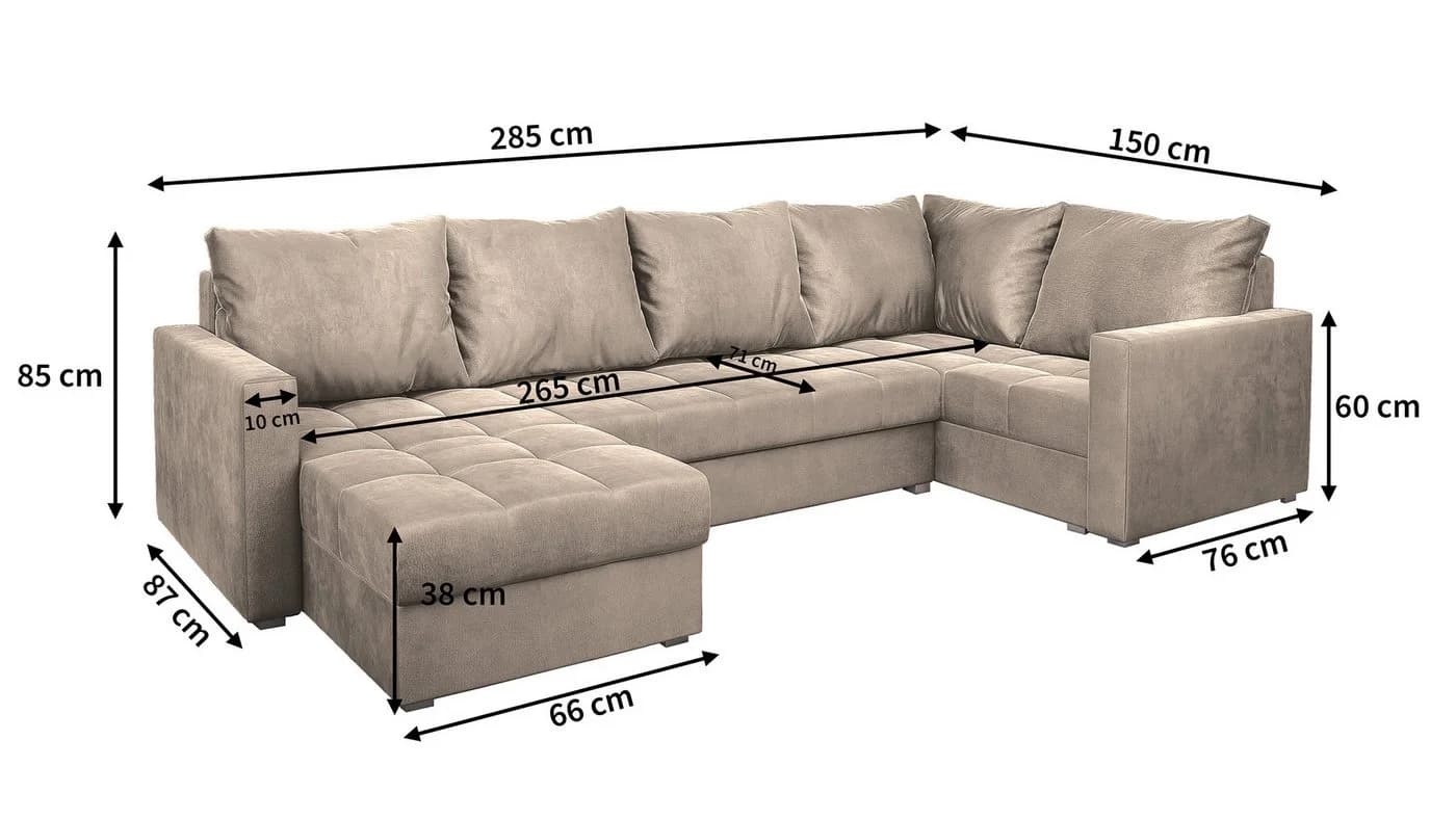 Masseno Ecksofa LORIVO U-Form mit Schlaffunktion und Bettkasten Blau - Bild 4