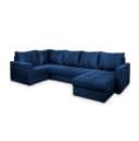 Masseno Ecksofa LORIVO U-Form mit Schlaffunktion und Bettkasten blau Bild 1