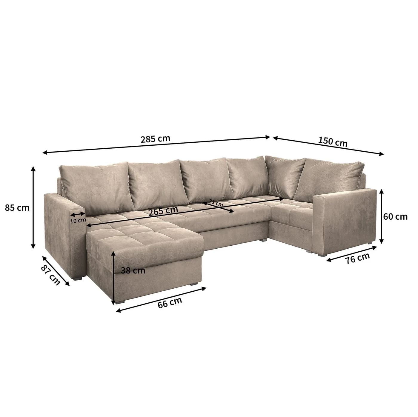 Masseno Ecksofa LORIVO U-Form mit Schlaffunktion und Bettkasten blau - Bild 3