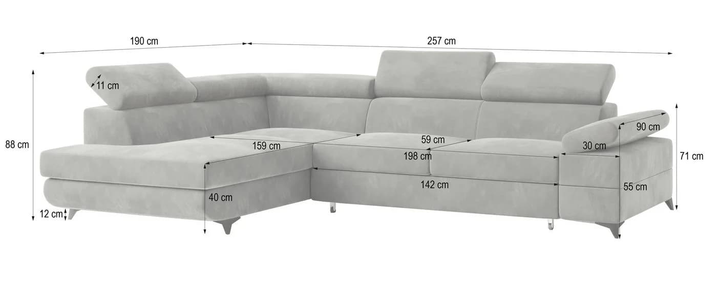 Masseno Ecksofa FAVIEN L-Form mit Schlaffunktion und Bettkasten Schwarz - Bild 5