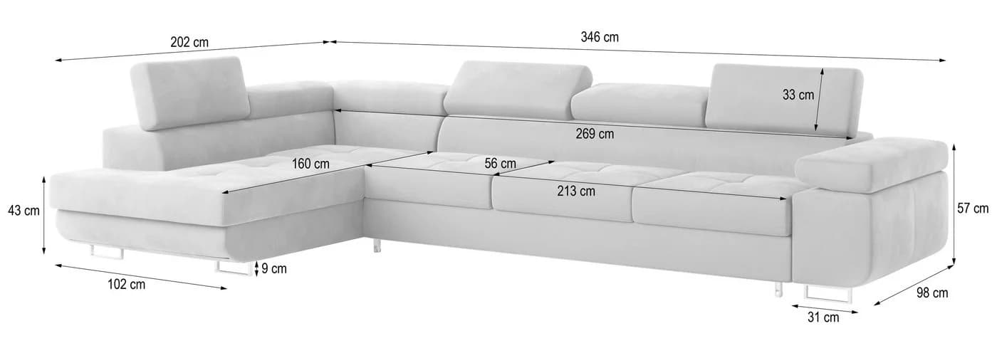 Masseno Ecksofa VICENTE L-Form mit Schlaffunktion und Bettkasten - Bild 3