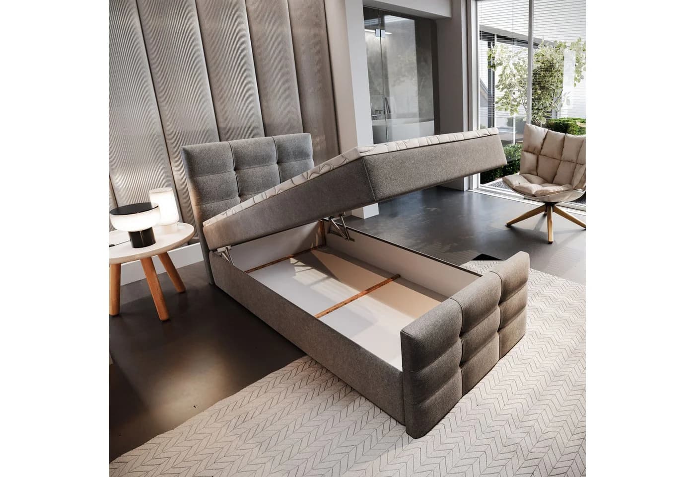 Masseno Boxbett AMON Beige mit Bonell Matratze und Topper - Bild 5