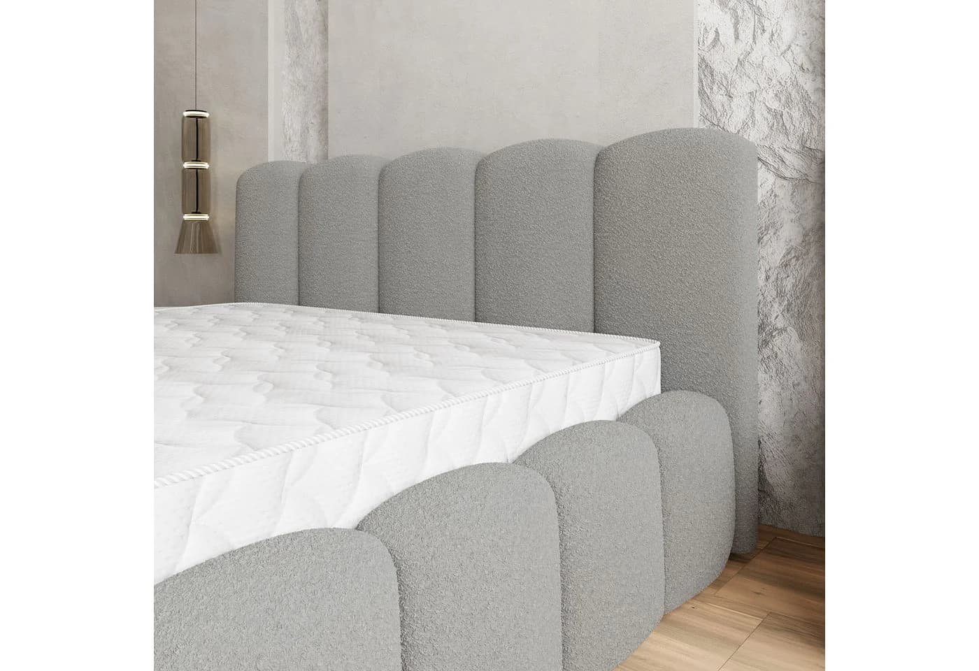 Masseno Boxbett FALINA grau mit Bettkasten und gepolstertem Kopfteil - Bild 4