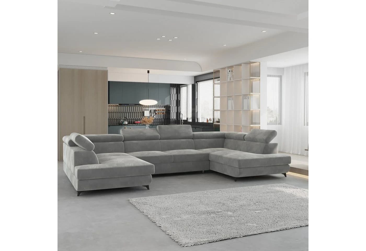 Masseno Ecksofa VINTESSA grau mit Schlaffunktion und Bettkasten - Bild 2