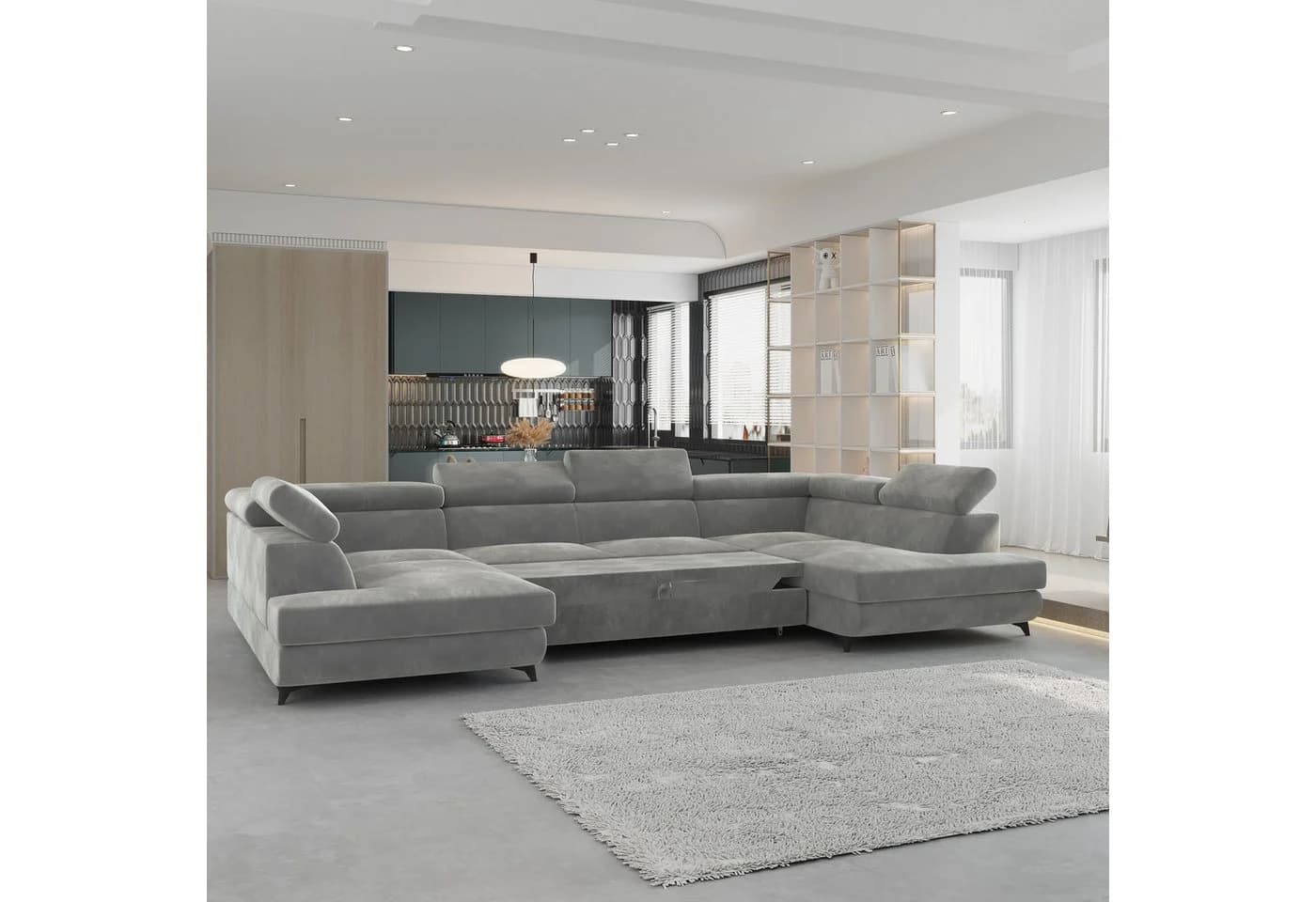 Masseno Ecksofa VINTESSA grau mit Schlaffunktion und Bettkasten - Bild 4