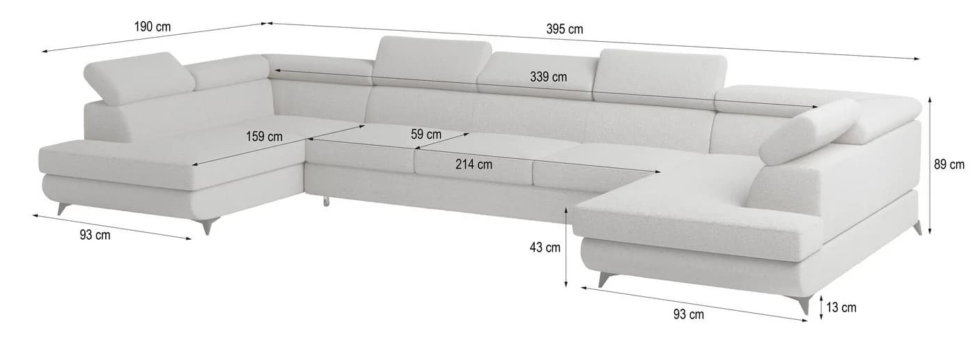 Masseno Ecksofa URMANO U-Form mit Schlaffunktion und Bettkasten Gelb - Bild 3