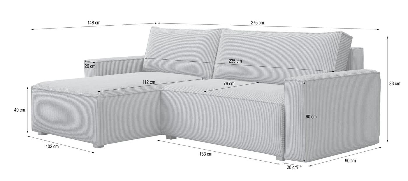Masseno Ecksofa BESMIR L-Form mit Schlaffunktion - Bild 3