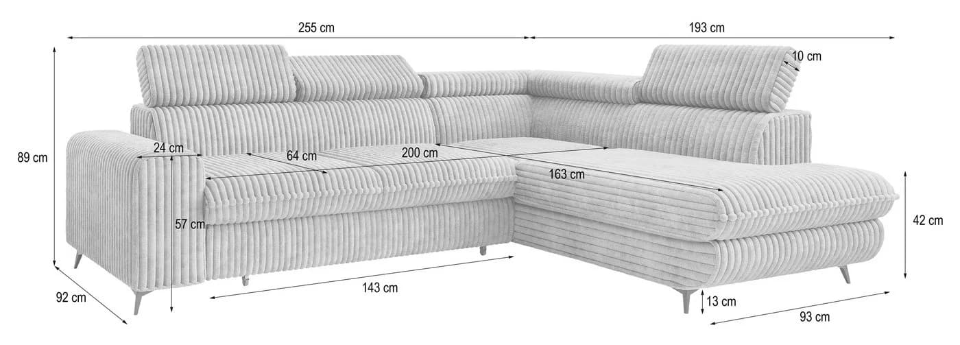 Masseno Ecksofa VELISS Rosa mit Schlaffunktion und Bettkasten - Bild 5