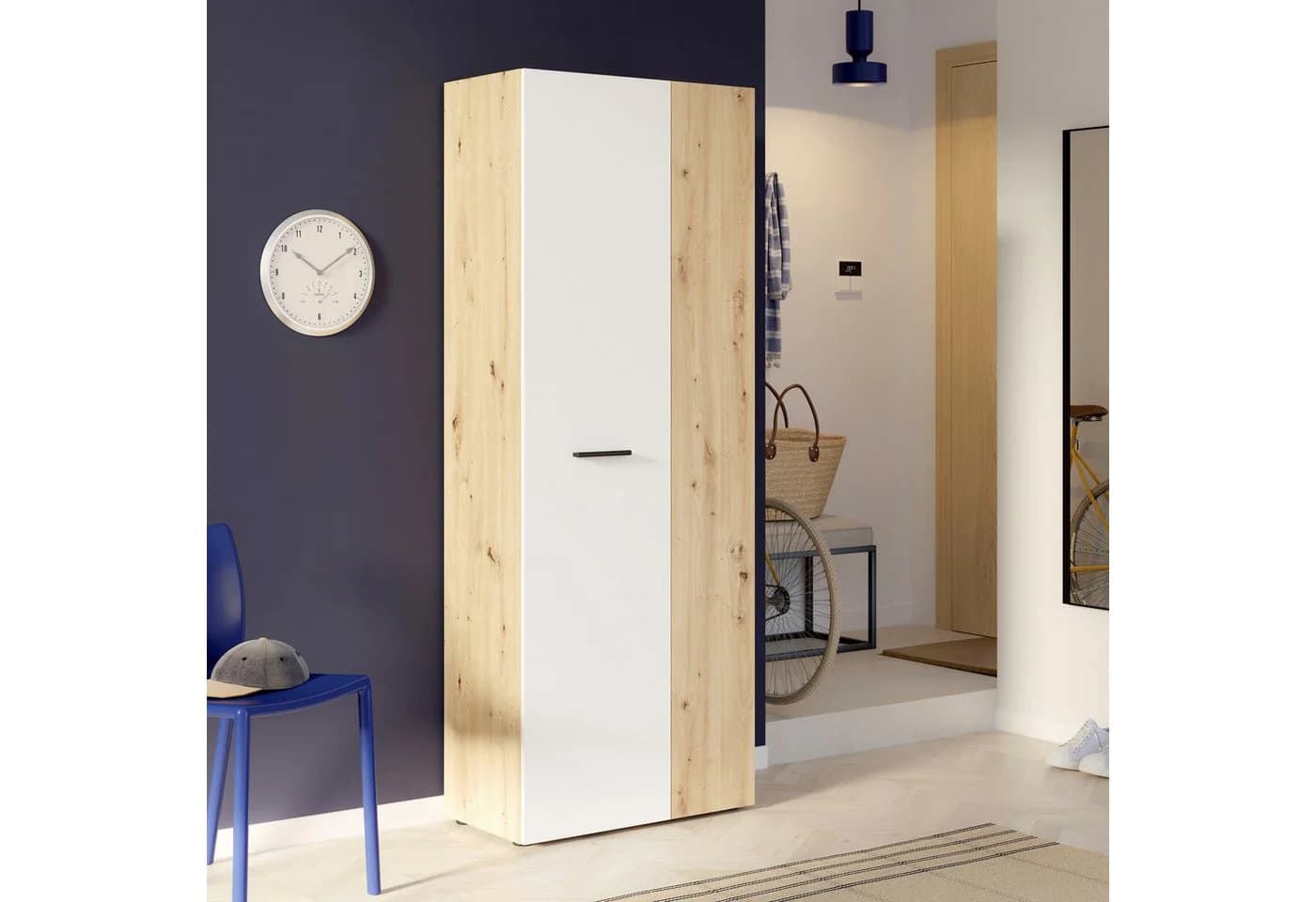 FORTE Schuhschrank NET306 Braun Weiß 2 Türen Holzwerkstoff
