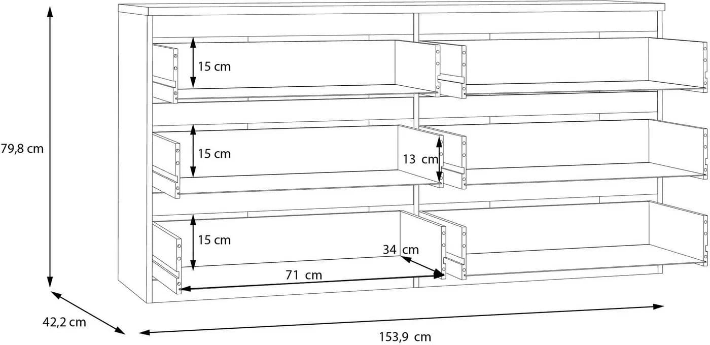 FORTE Edmore Kommode Weiß 6 Schubladen Modern - Bild 5