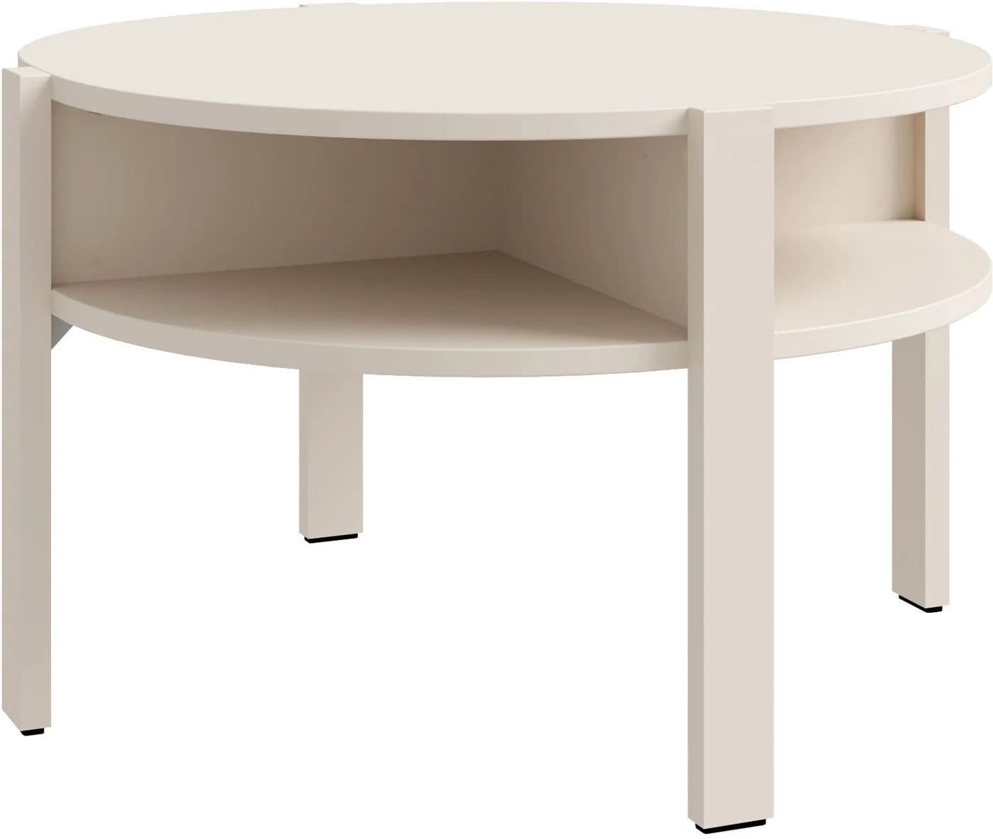FORTE Beistelltisch Tobago Beige Rund mit 4 Ablagefächern - Bild 2