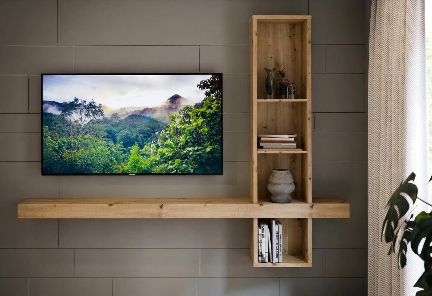FORTE Louoto Hängeregal Braun Artisan Eiche 5 Ablageflächen