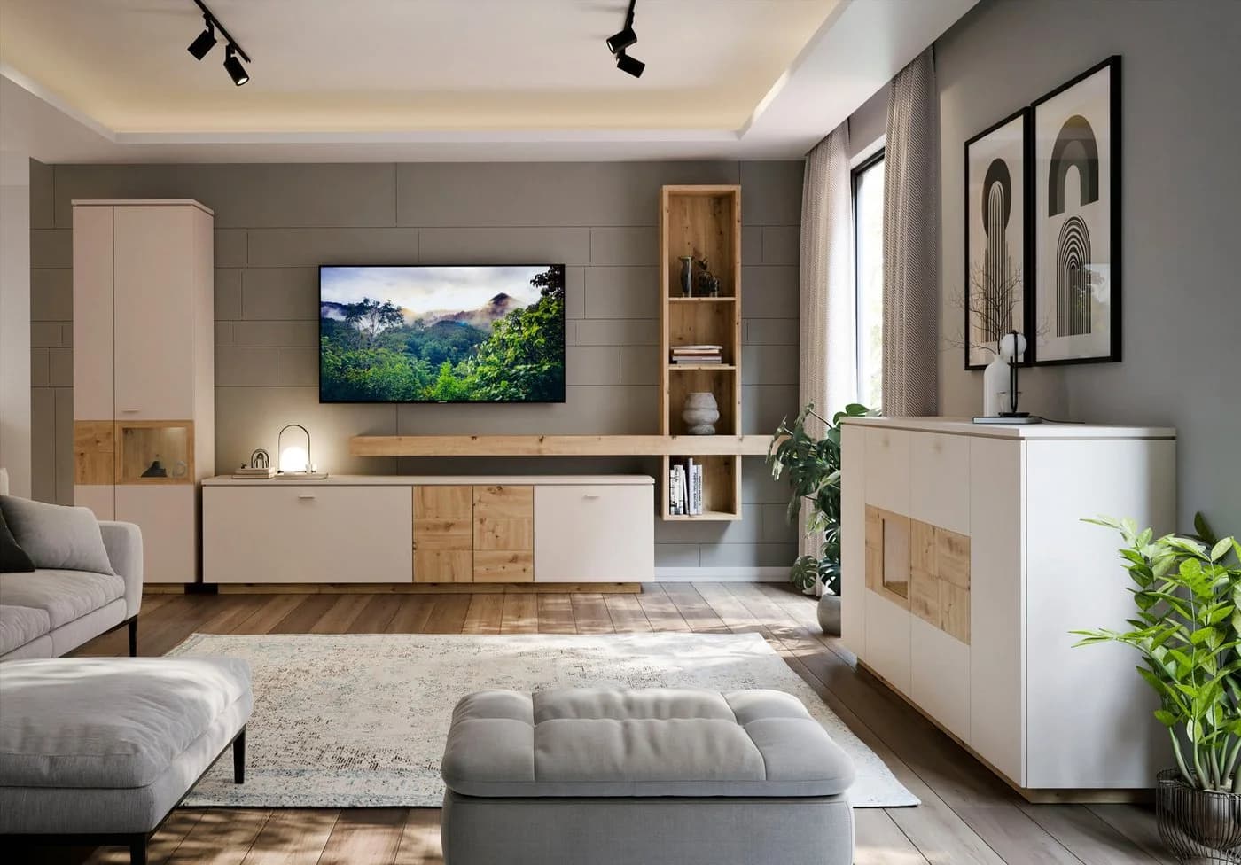 FORTE Louoto Hängeregal Braun Artisan Eiche 5 Ablageflächen - Bild 4