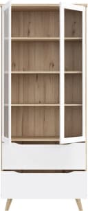 FORTE Vankka Stauraumvitrine Weiß Eiche 2 Glastüren 2 Schubkästen Bild 3