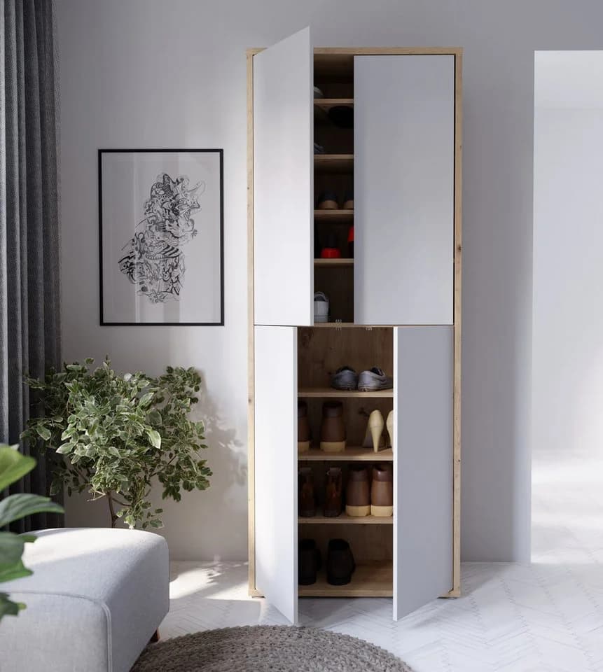 FORTE Schuhschrank Alice Springs Grau 4 Türen Push-to-Open - Bild 4
