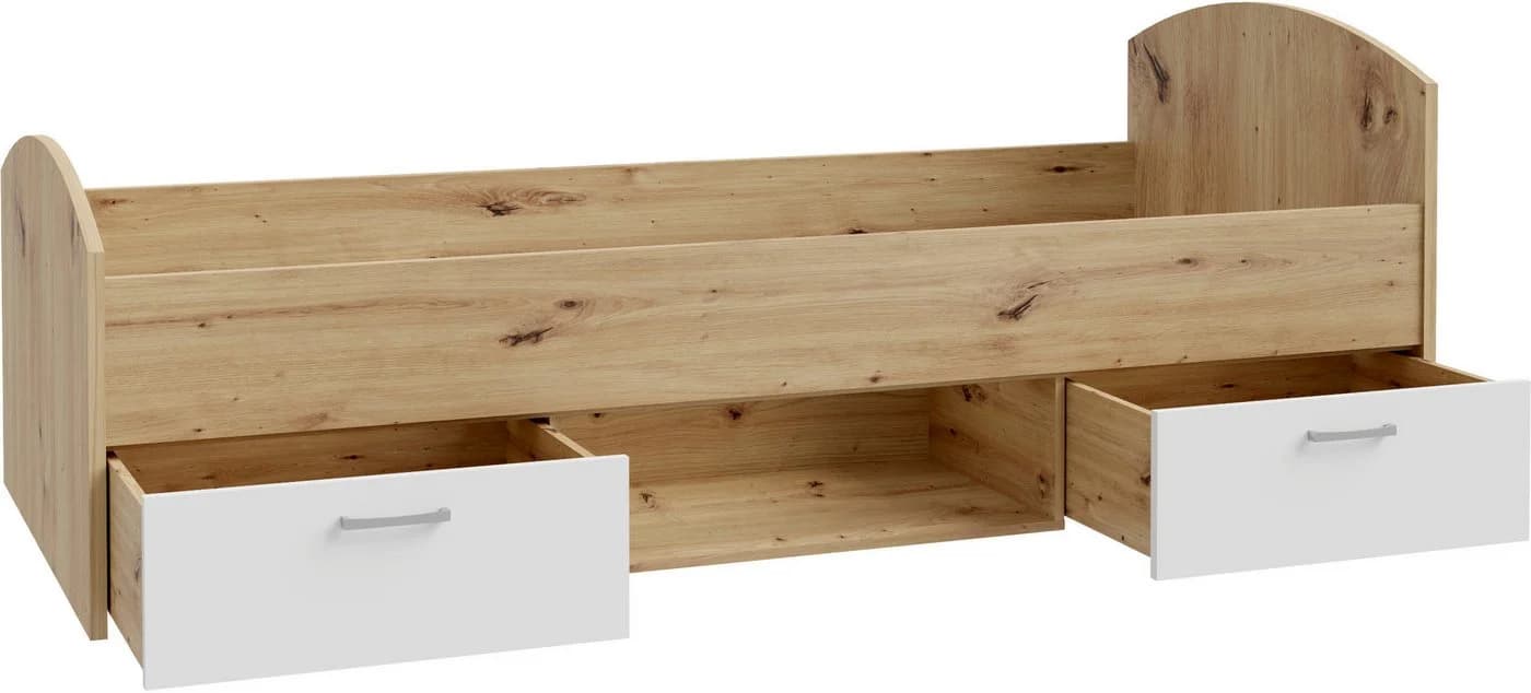Stauraumbett FORTE Culgoa Weiß/Artisan Eiche mit Schubladen