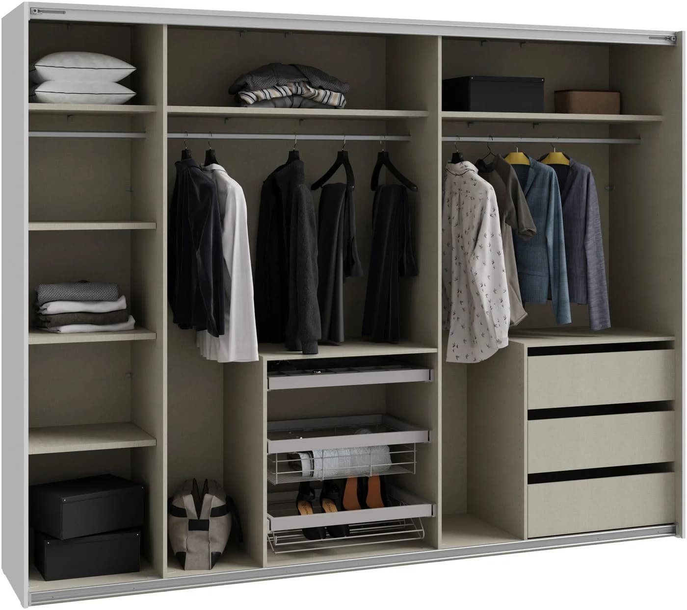 FORTE Inneneinteilung Set 3 Schubkästen Grau Modern - Bild 3