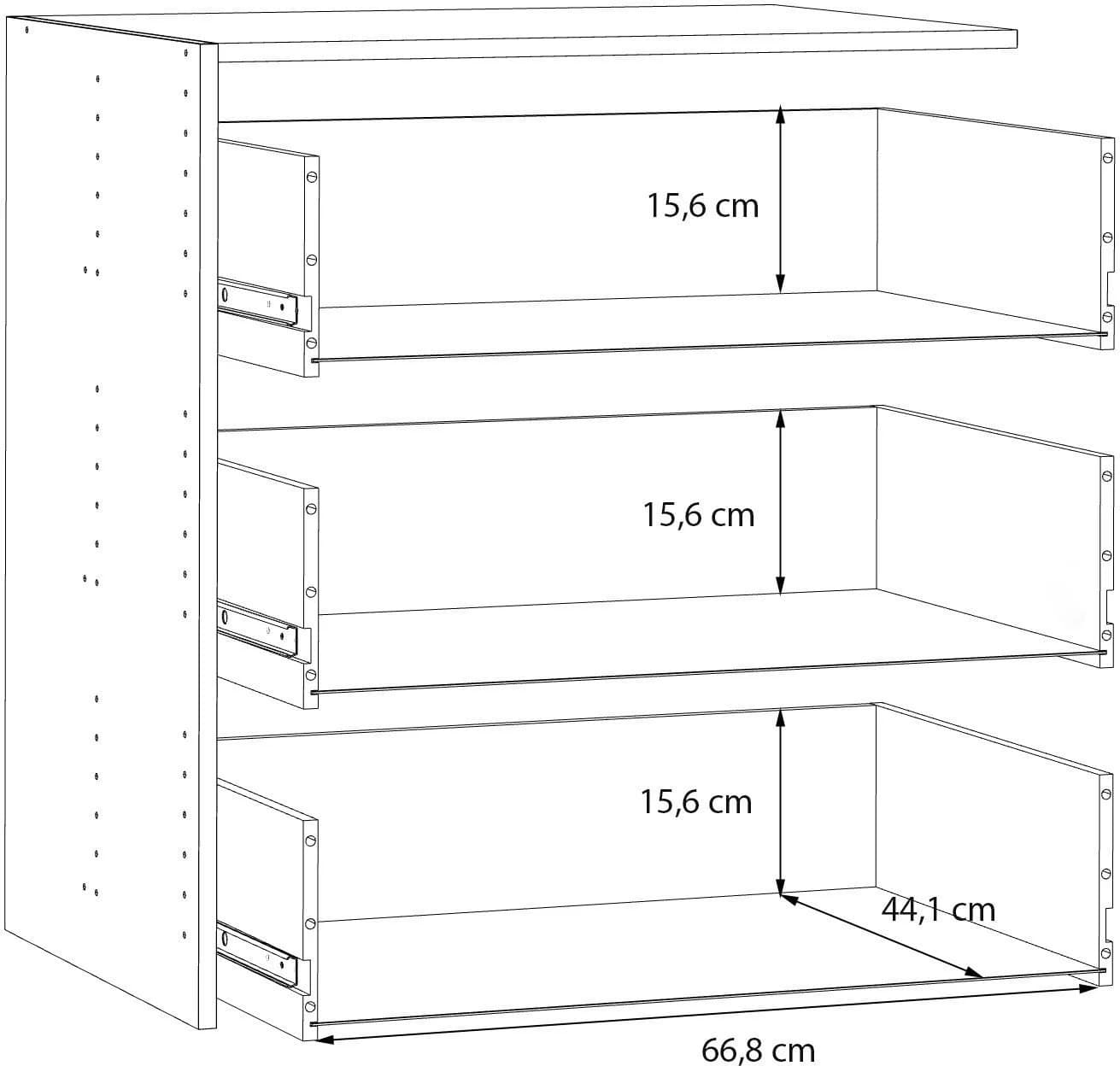FORTE Inneneinteilung Set 3 Schubkästen Grau Modern - Bild 4
