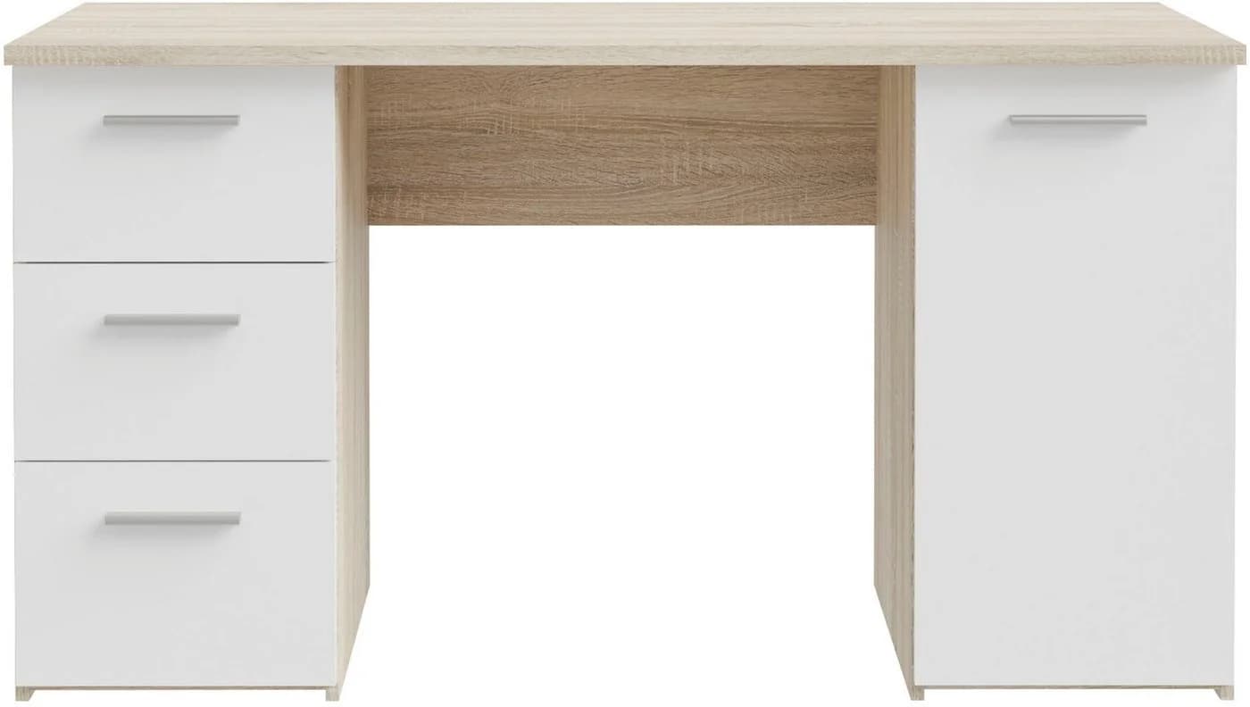 FORTE Schreibtisch Neuss mit 3 Schubladen & 1 Tür Beige/Weiß - Bild 2