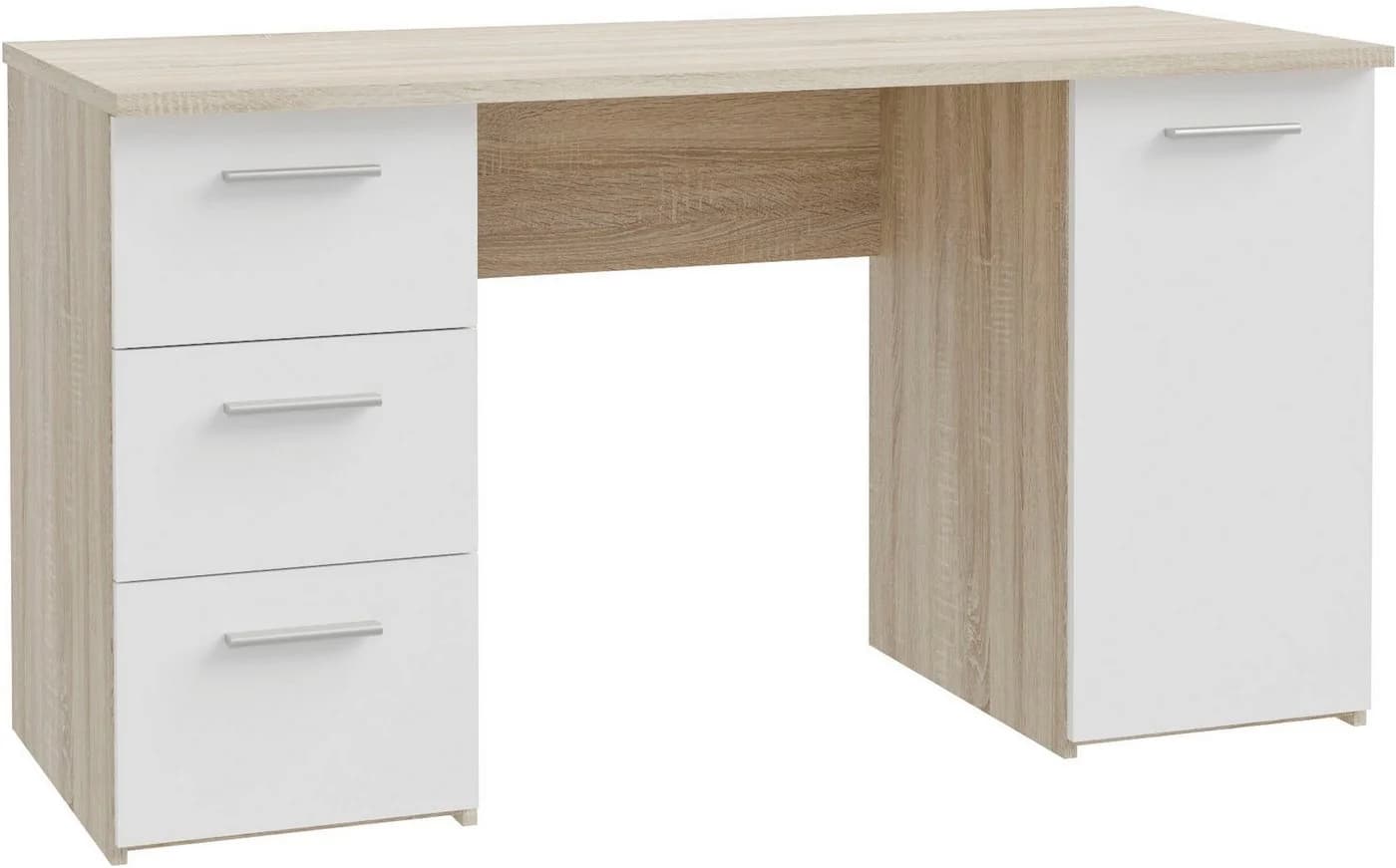 FORTE Schreibtisch Neuss mit 3 Schubladen & 1 Tür Beige/Weiß - Bild 3