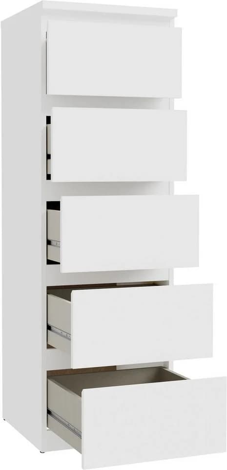 FORTE Kommode EDMORE Weiß 5 Schubladen Sideboard - Bild 2