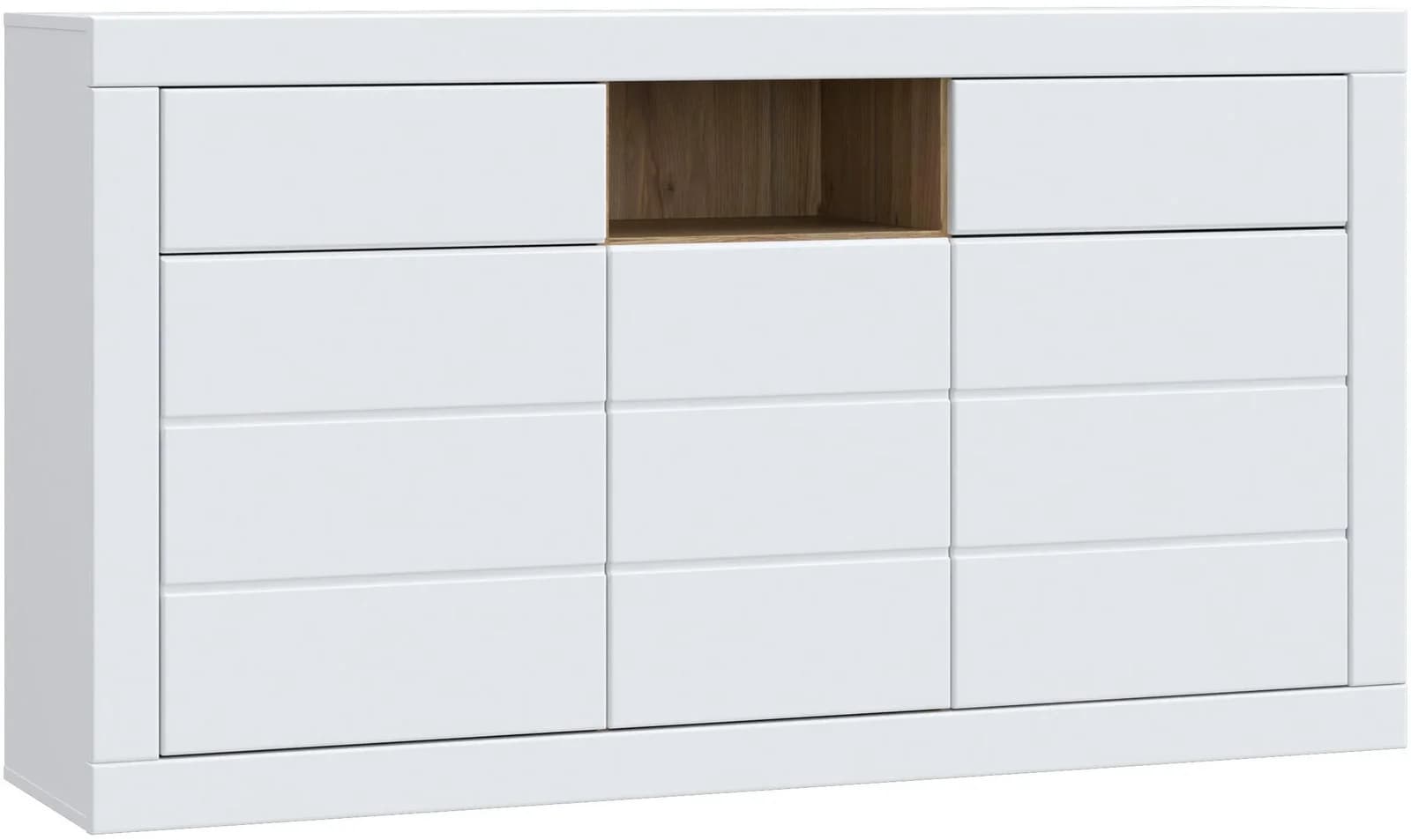 FORTE Sideboard Lefkadas Weiß Eiche Push-to-open