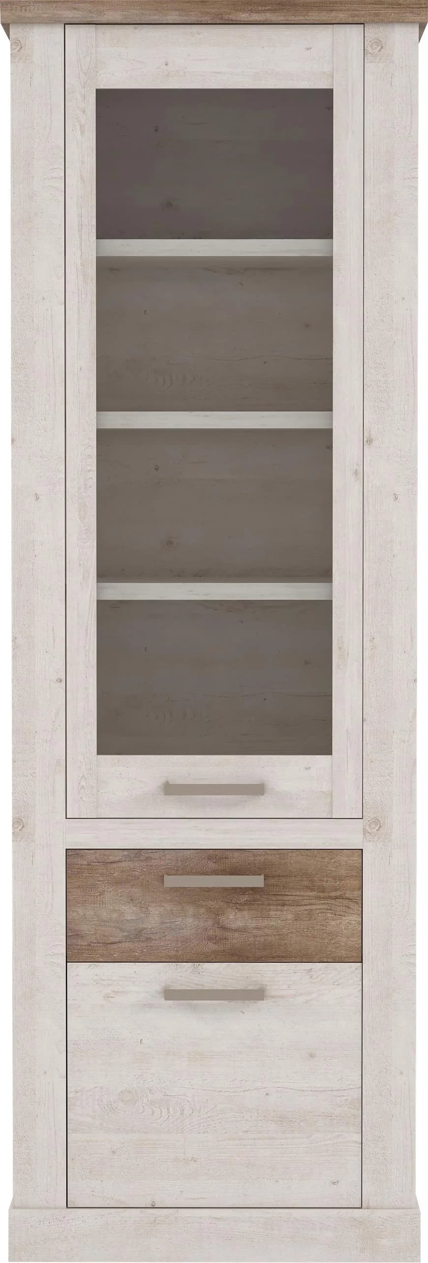 Vitrine FORTE Duro Landhausstil Pinie Weiß Eiche Antik